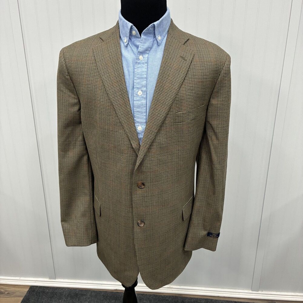 Brooks Brothers Madison Fit 48L Brown Houndstooth Wool 2-Button Sports Coat NWOT